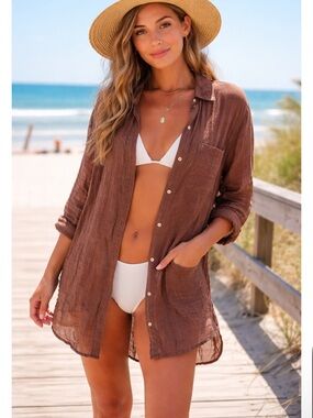 NWT Cotton On Body Beach Shirt Cover-Up Top Vacation Resortwear Summer Tunic